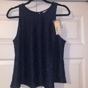 Blue Lace Tank Blouse